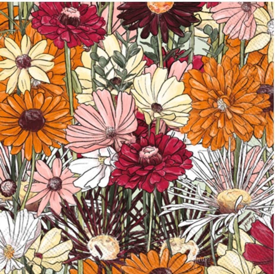 Zinnia Flower Paper Napkin - Cocktail Size