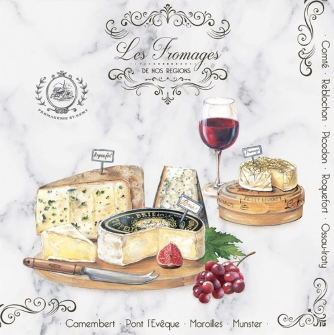 a painting of cheese and wine on a marble table