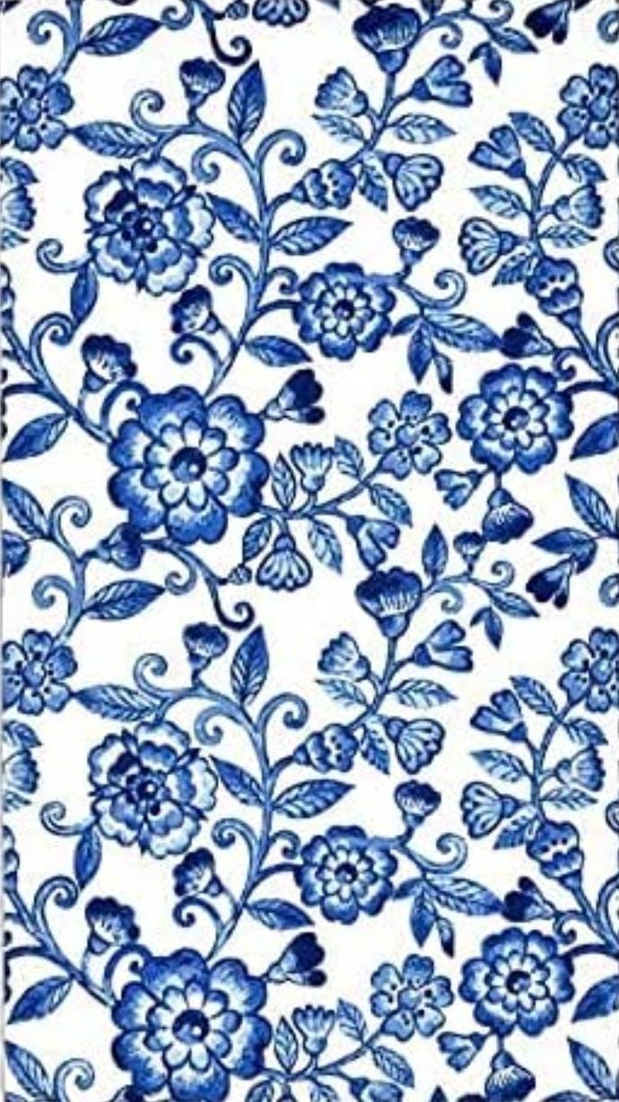 Blue & White Flowers Paper Napkin - Guest Size