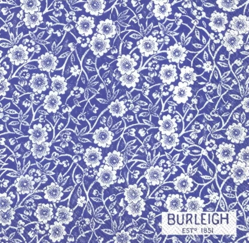 Blue & White Calico Flowers - Cocktail Size