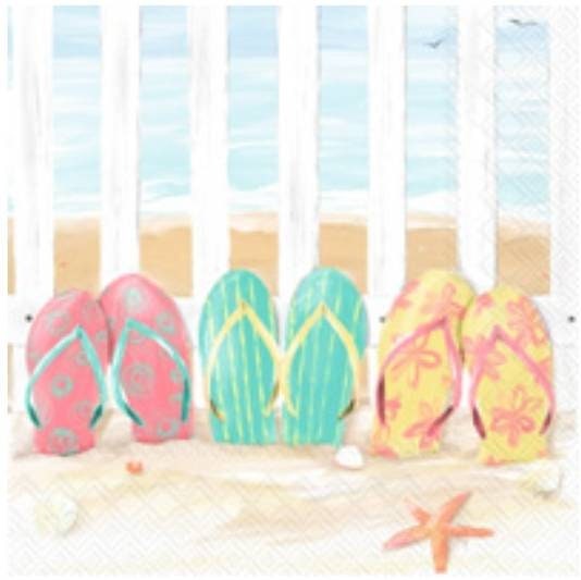Beach Flip Flops Paper Napkin - Cocktail Size