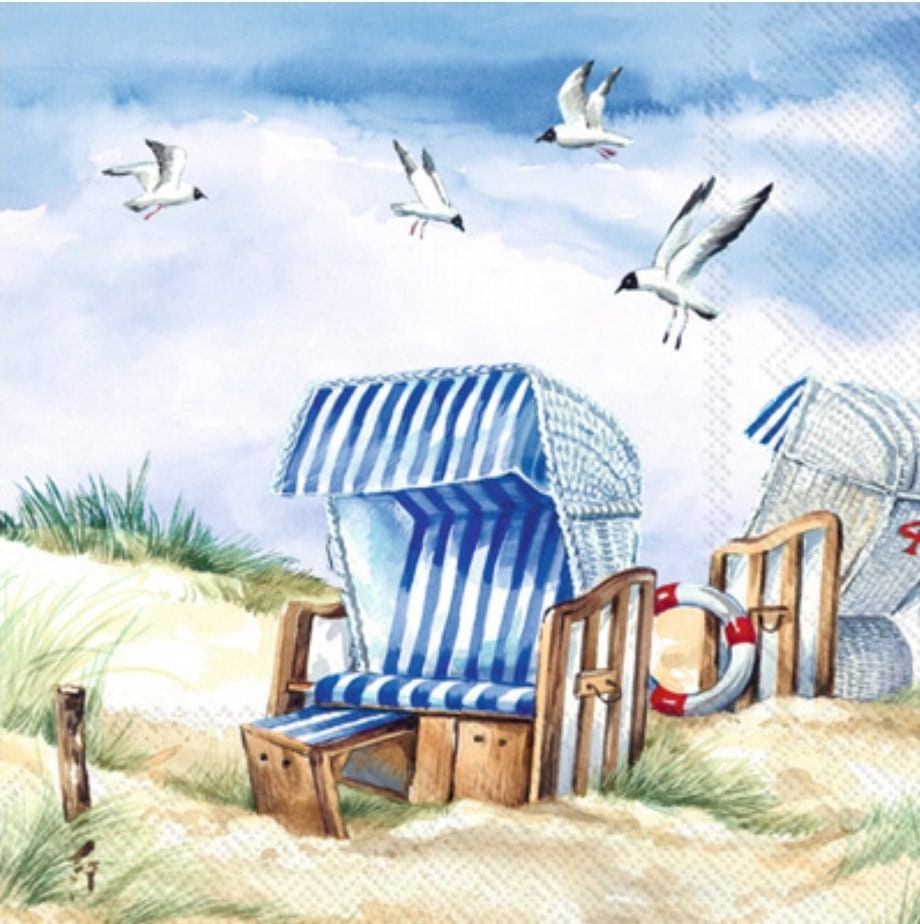 Beach Scene Paper Napkin - Cocktail Size