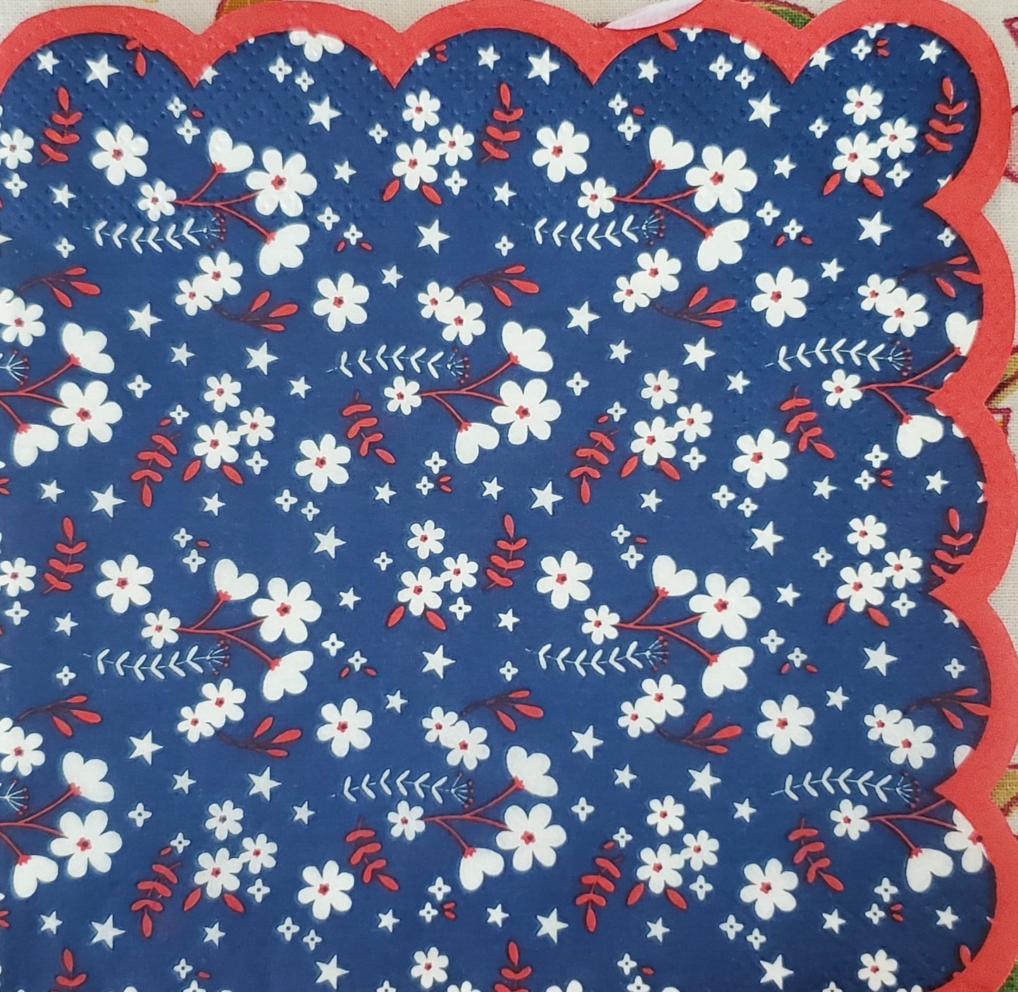 Patriotic Flowers Paper Napkin - Cocktail Size