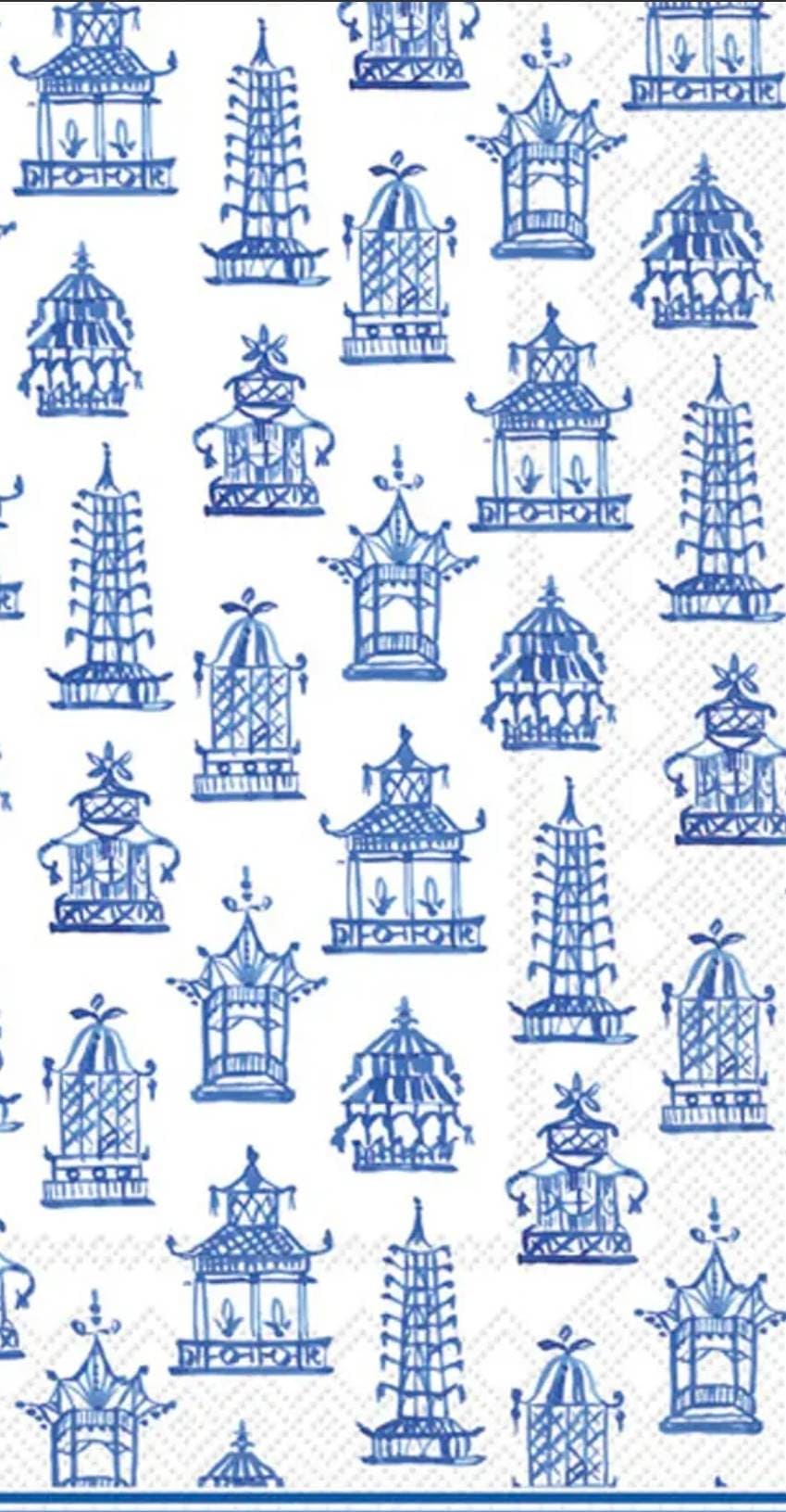 Blue & White Pagoda Paper Napkin - Guest Size