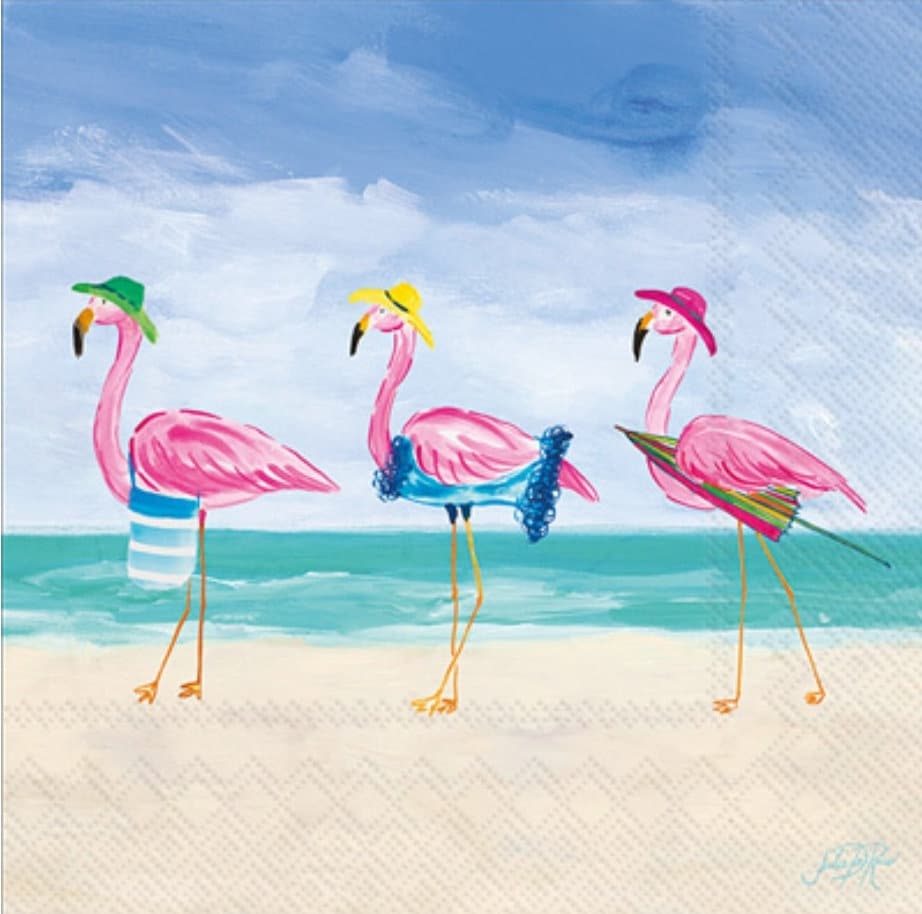 Flamingo Beach Paper Napkin - Cocktail Size