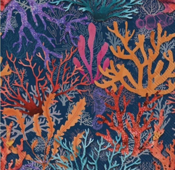 Beach Coral Paper Napkin - Cocktail Size