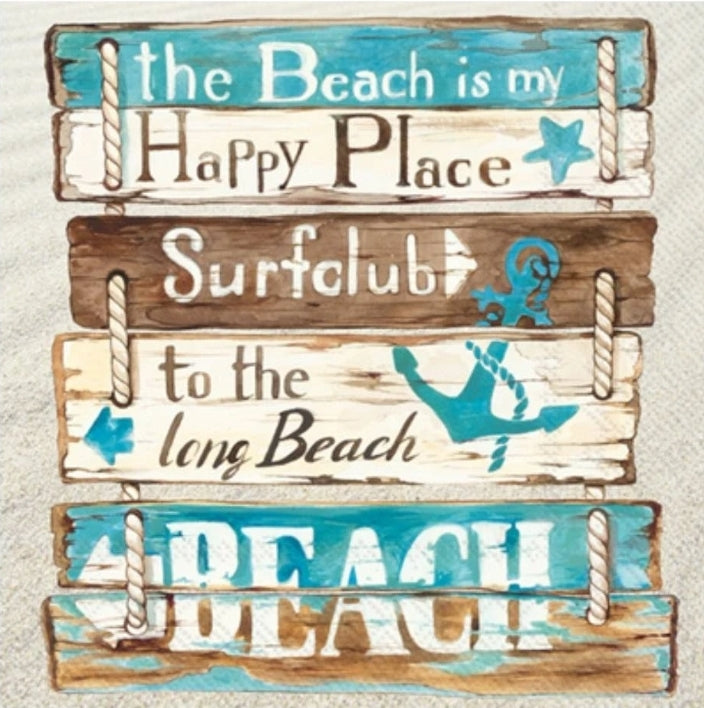 Beach Sign Paper Napkin - Cocktail Size
