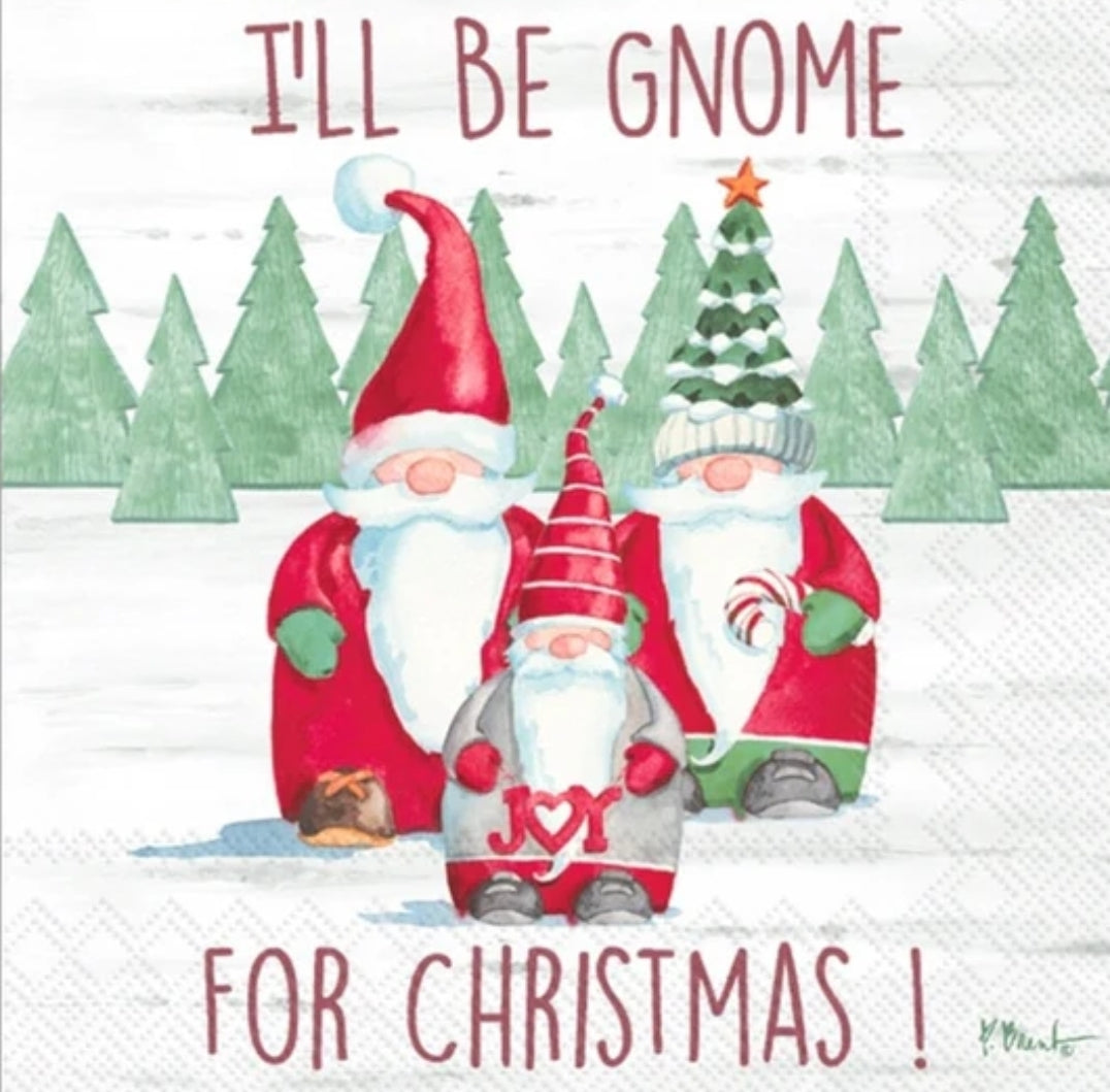 Christmas Gnome Paper Napkin - Cocktail Size