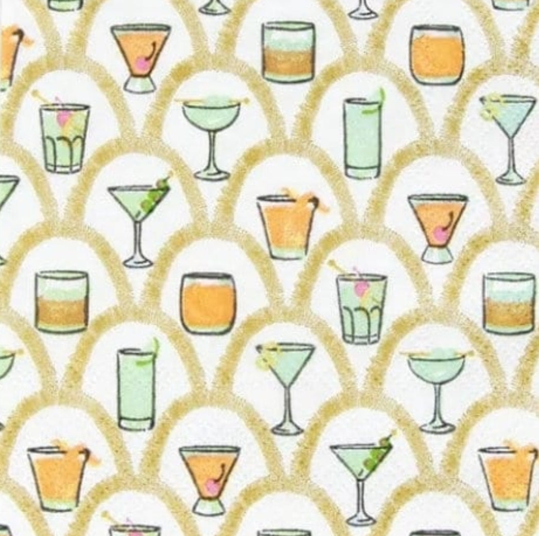 Art Deco Bar Paper Napkin - Cocktail Size