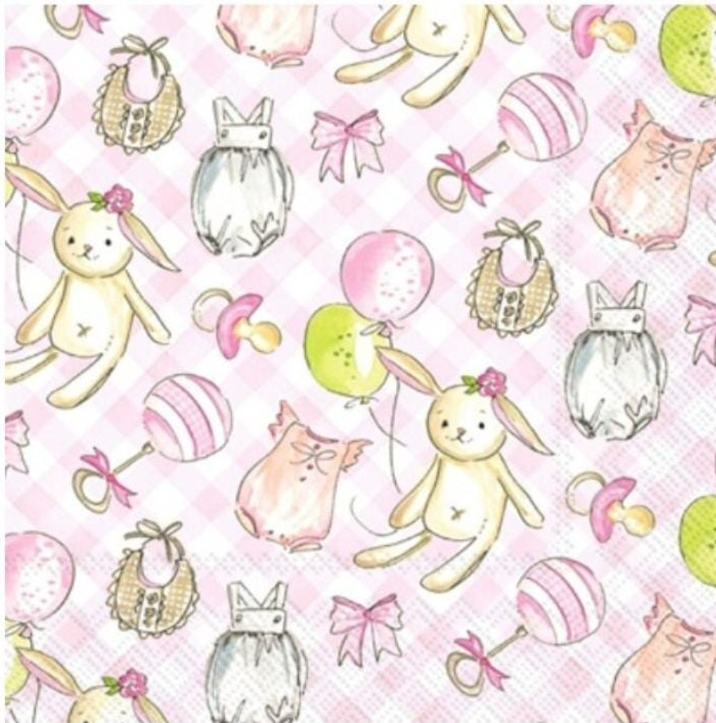 Baby Girl Pink Toys Paper Napkin - Cocktail Size