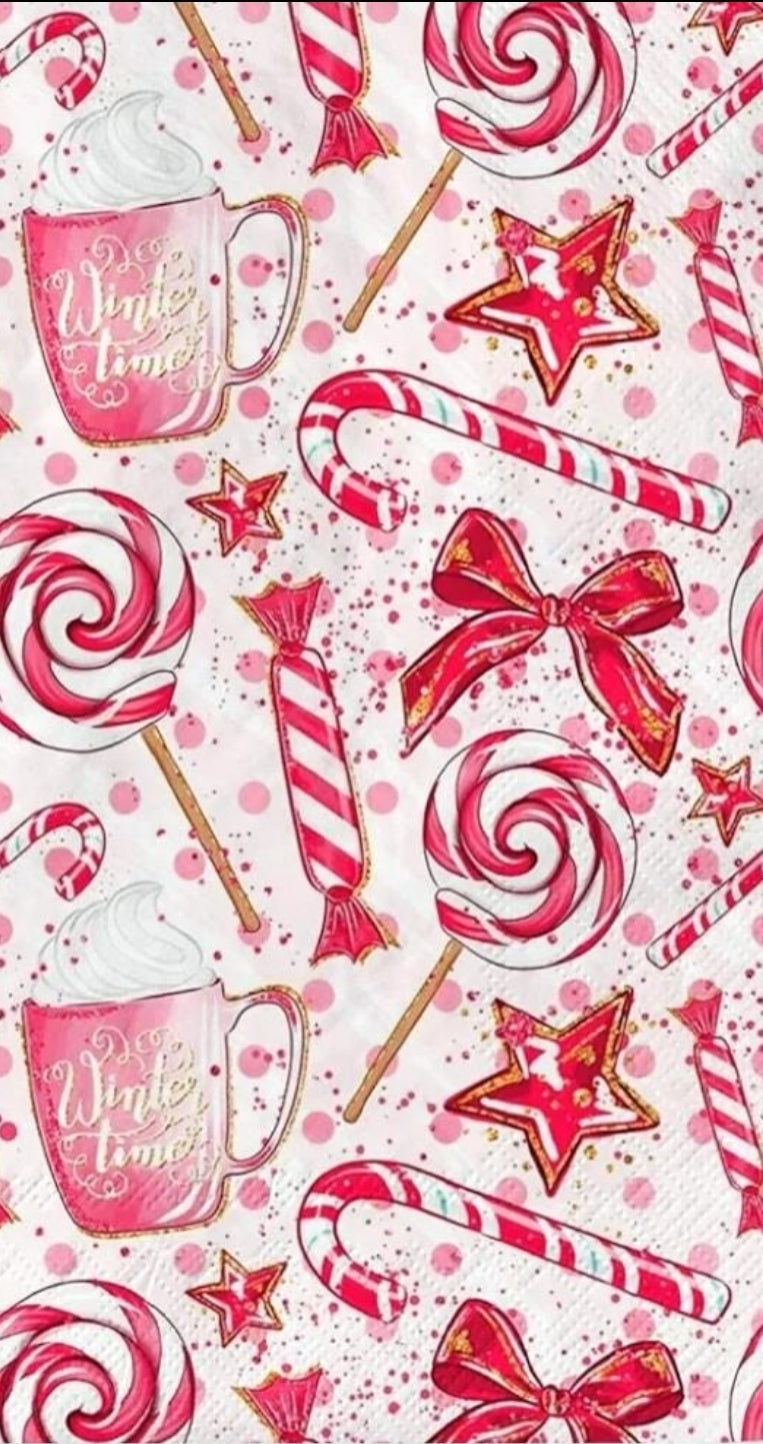 Christmas Candy Paper Napkin - Guest Size