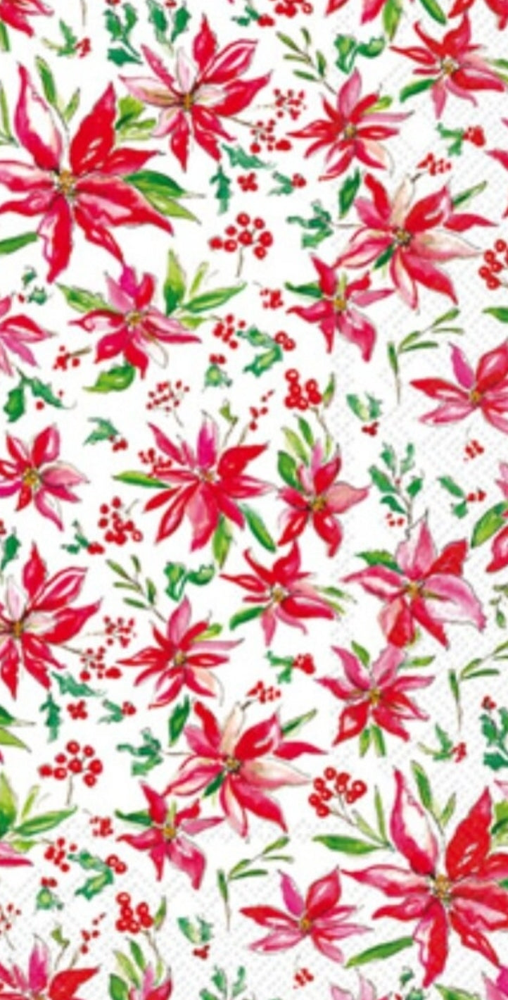 Christmas Poinsettia Paper Napkin - Guest Size