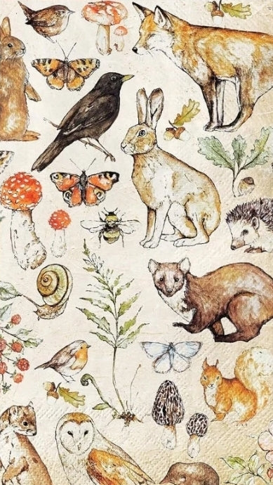 Woodland Animals Paper Napkin - Cocktail Size