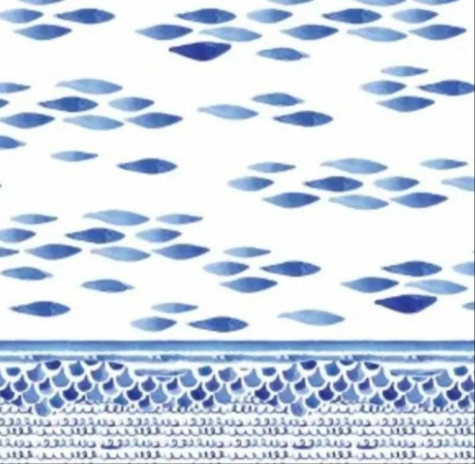 Blue & White Fish Paper Napkin - Cocktail Size