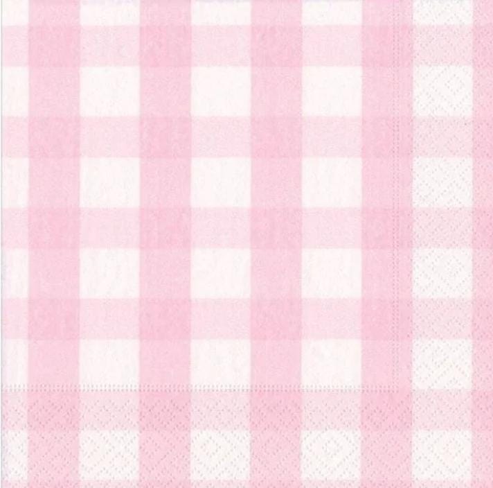 Pink Plaid Paper Napkin - Cocktail Size