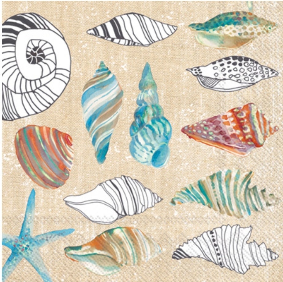 Beach Seashell Paper Napkin - Cocktail Size