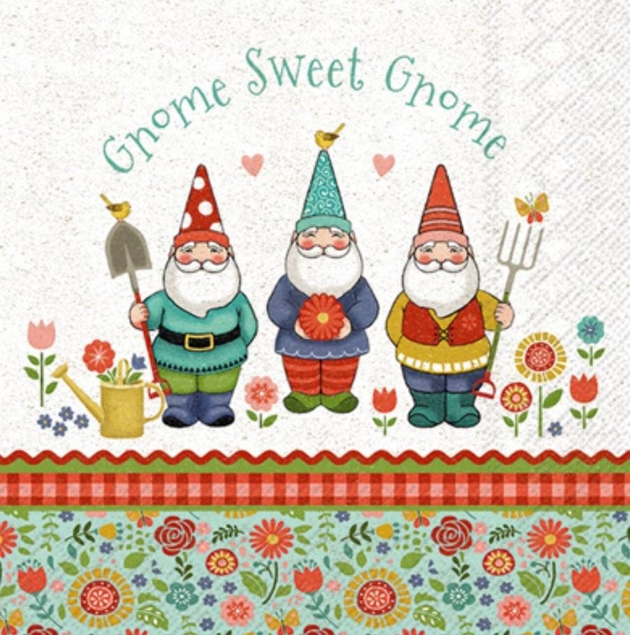 Garden Gnome Paper Napkin - Cocktail Size
