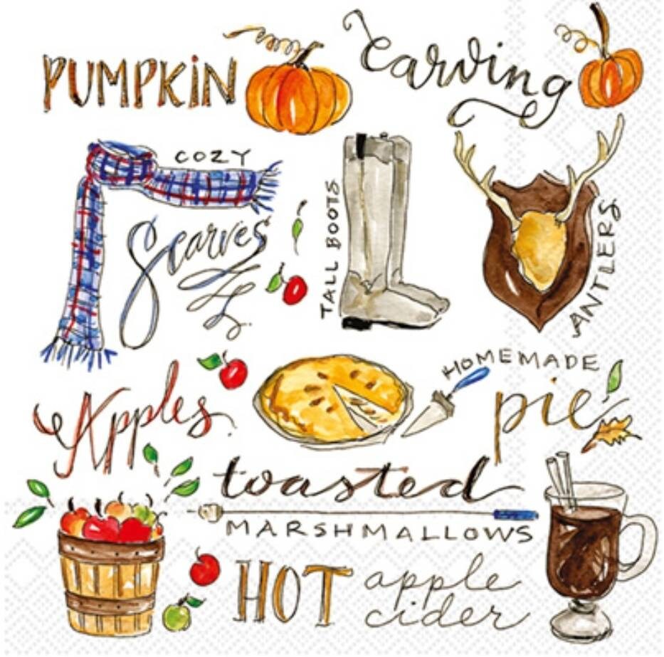 Autumn Collage Paper Napkin - Cocktail Size