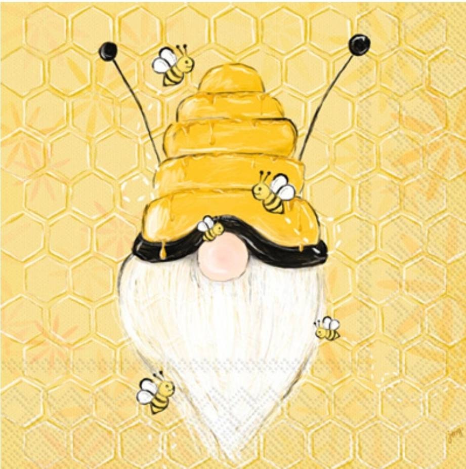 Bee Gnome Paper Napkin - Cocktail Size