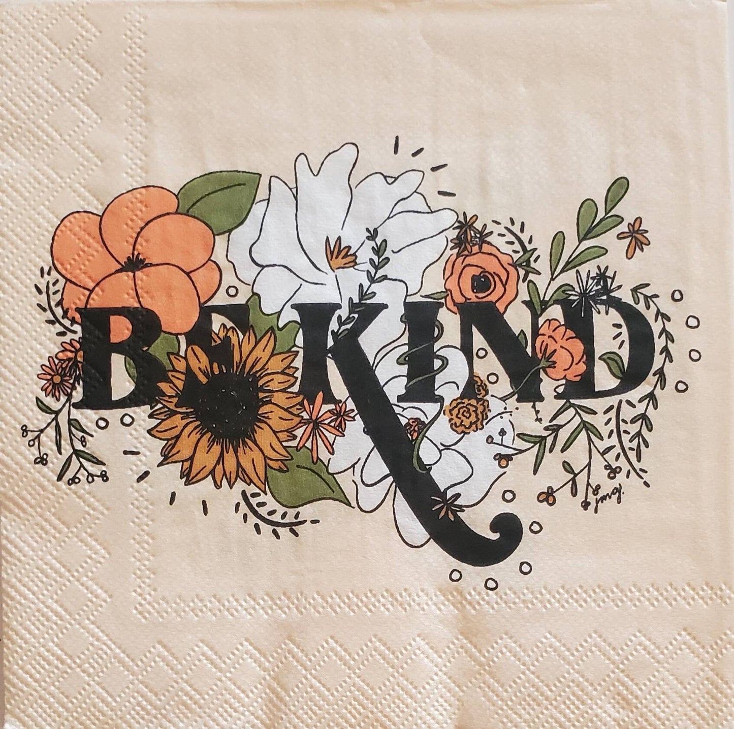 Be Kind Retro Flower Paper Napkin - Cocktail Size