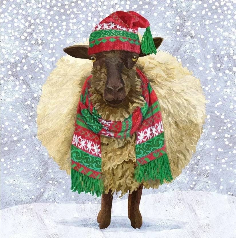 Winter Sheep Paper Napkin - Cocktail Size