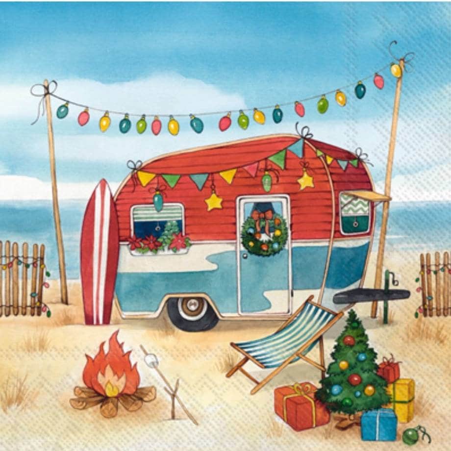 Christmas Camper RV Paper Napkin - Cocktail Size