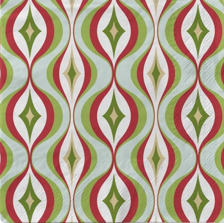 Christmas Vintage Mid Century Paper Napkin - Cocktail Size