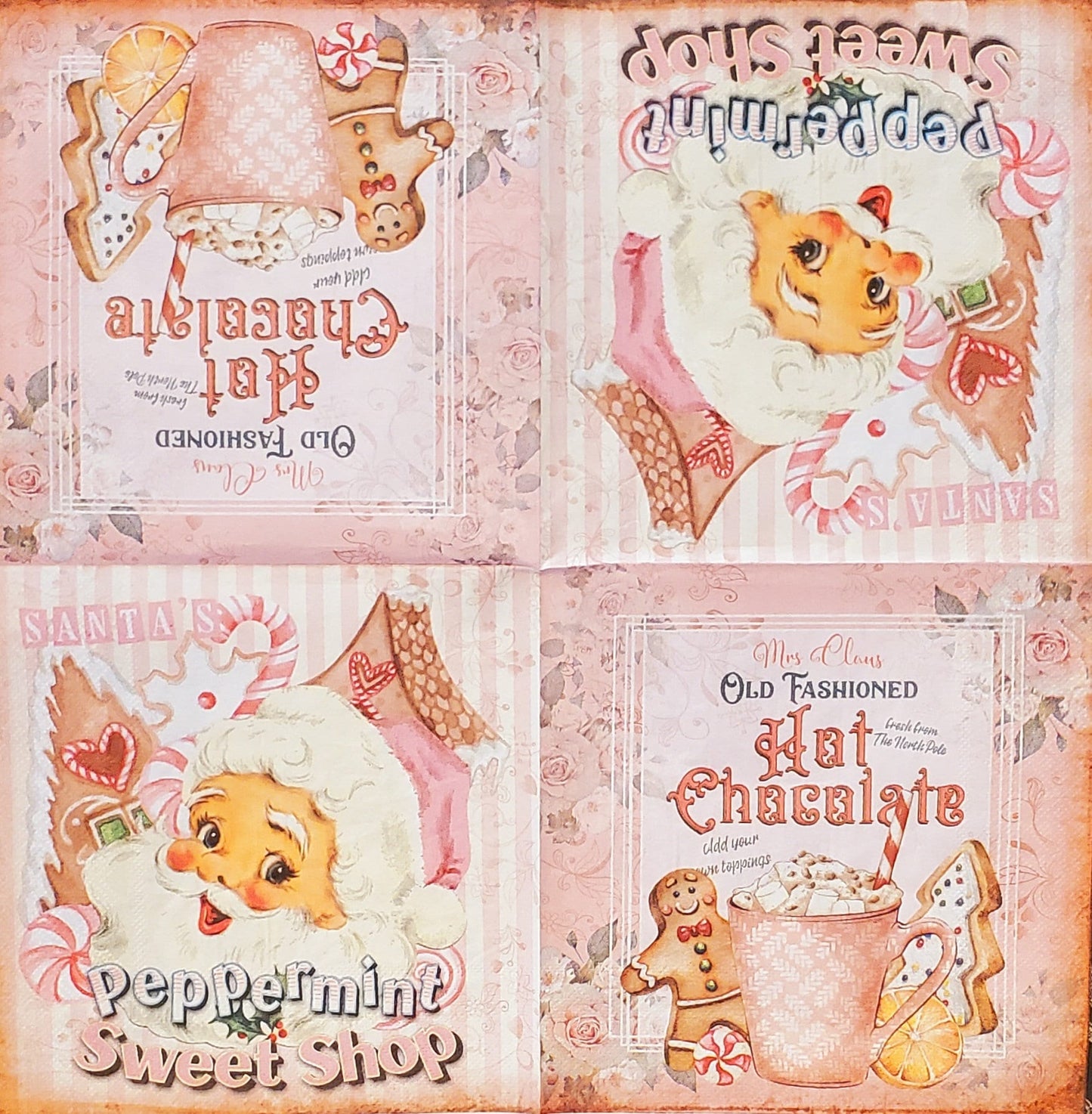 Pink Santa Paper Napkin - Luncheon Size