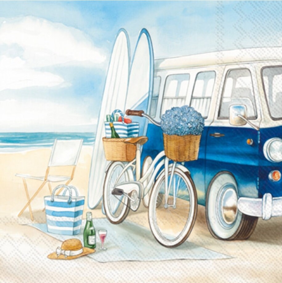 Beach Van Surfing Paper Napkin - Luncheon