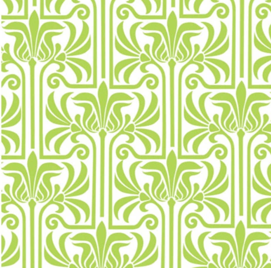 Green Geometric Floral Paper Napkin - Luncheon Size