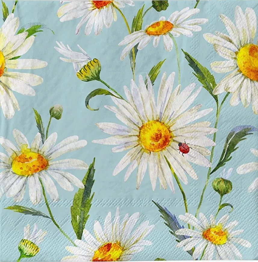 Daisy & Ladybug Paper Napkin - Luncheon Size