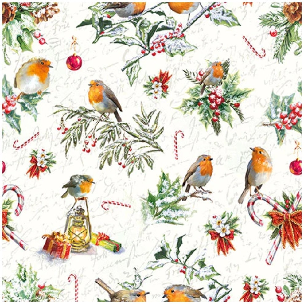 Christmas Robin Paper Napkin - Luncheon Size