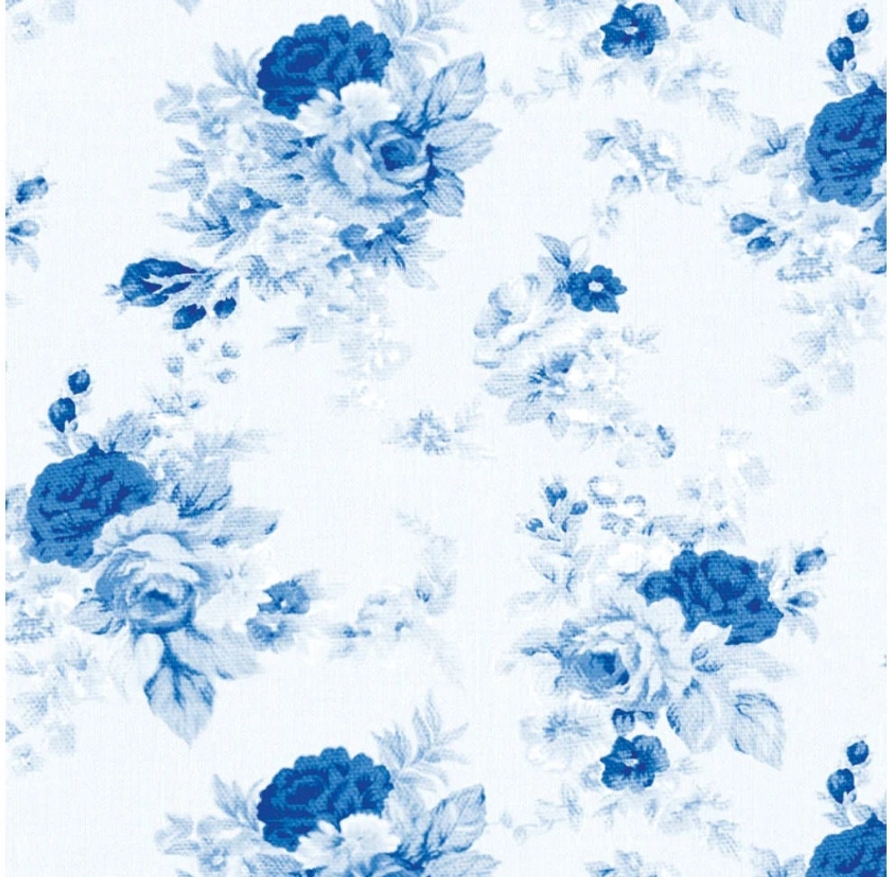 Blue & White Roses Paper Napkin - Luncheon Size