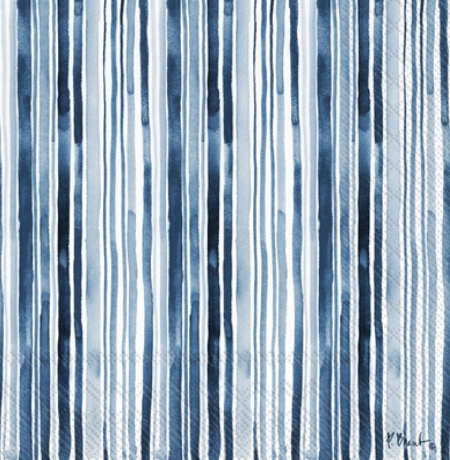 Coastal Stripe Design Paper Napkin - Cocktail Size
