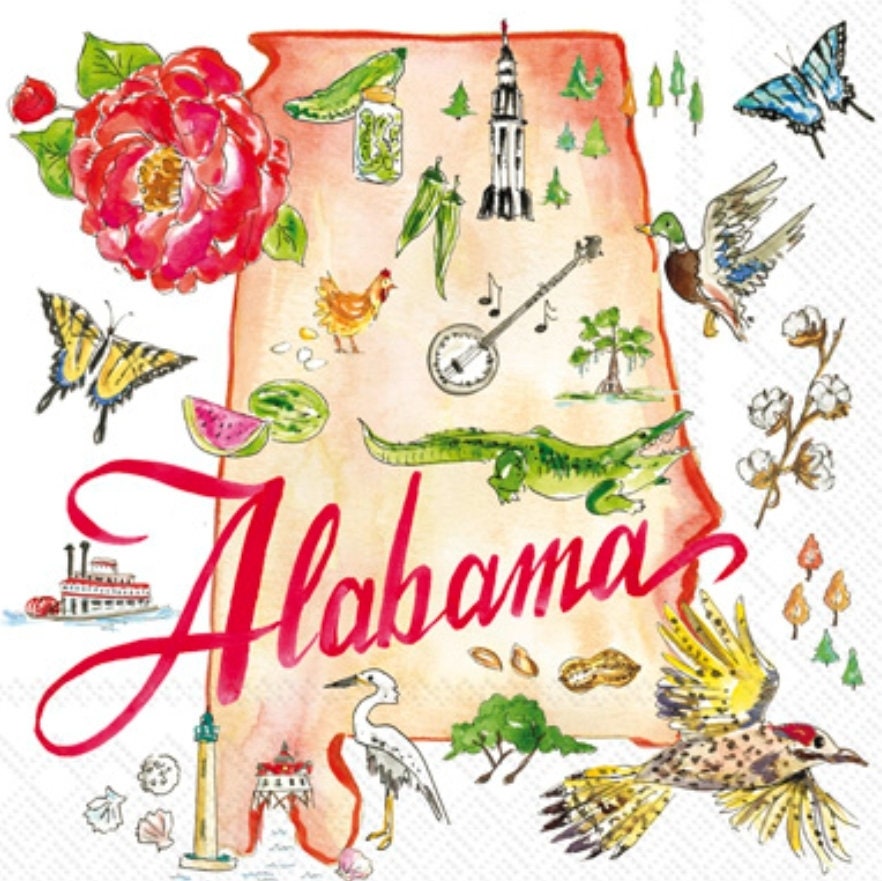 Alabama State Paper Napkin - Cocktail Size