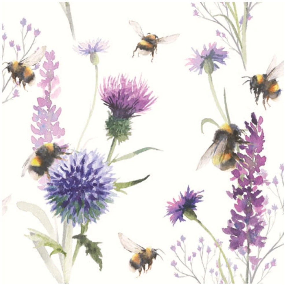 Bee & Wildflower Paper Napkin - Cocktail Size