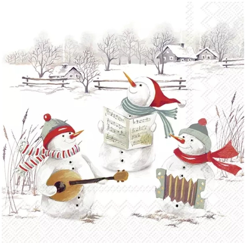 Snowman Band Paper Napkin - Luncheon Size