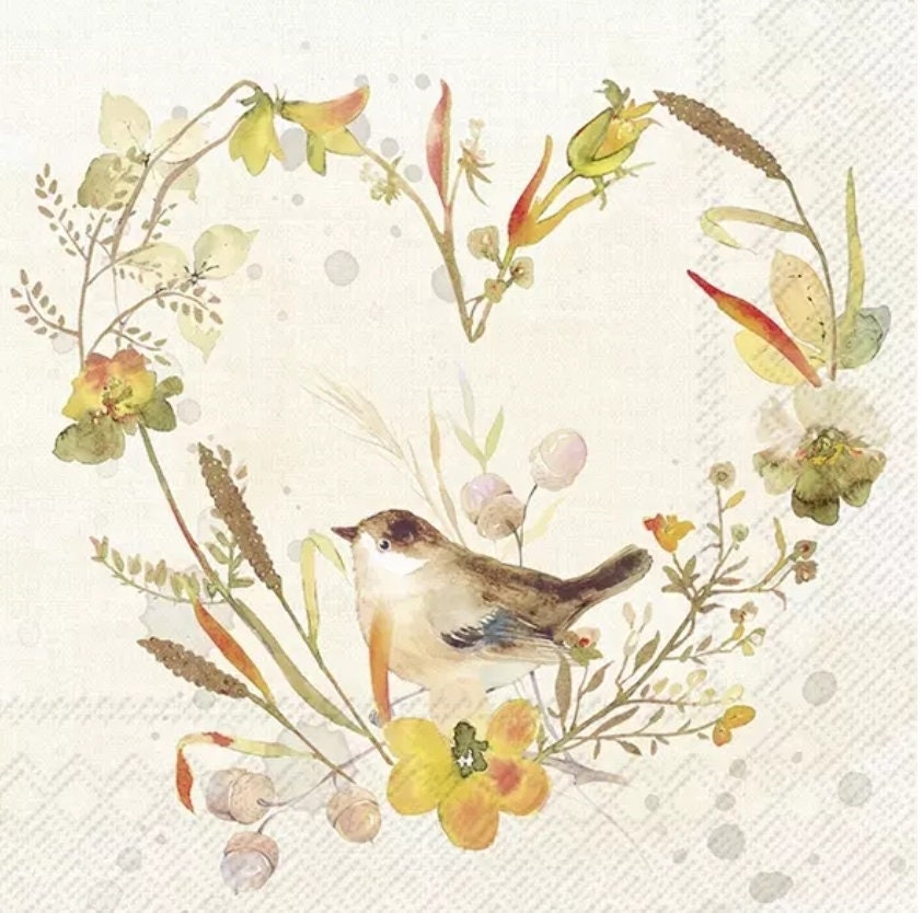 Bird Heart Paper Napkin - Cocktail Size