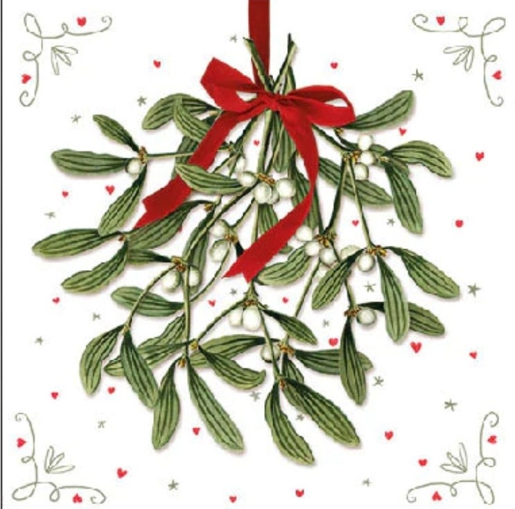 Christmas Mistletoe Ball Paper Napkin - Cocktail Size