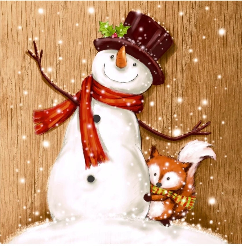 Snowman & Fox Paper Napkin - Cocktail Size