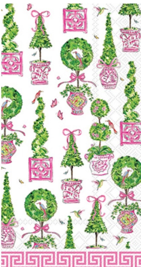 Pink Topiary Tree Paper Napkin - Guest Size