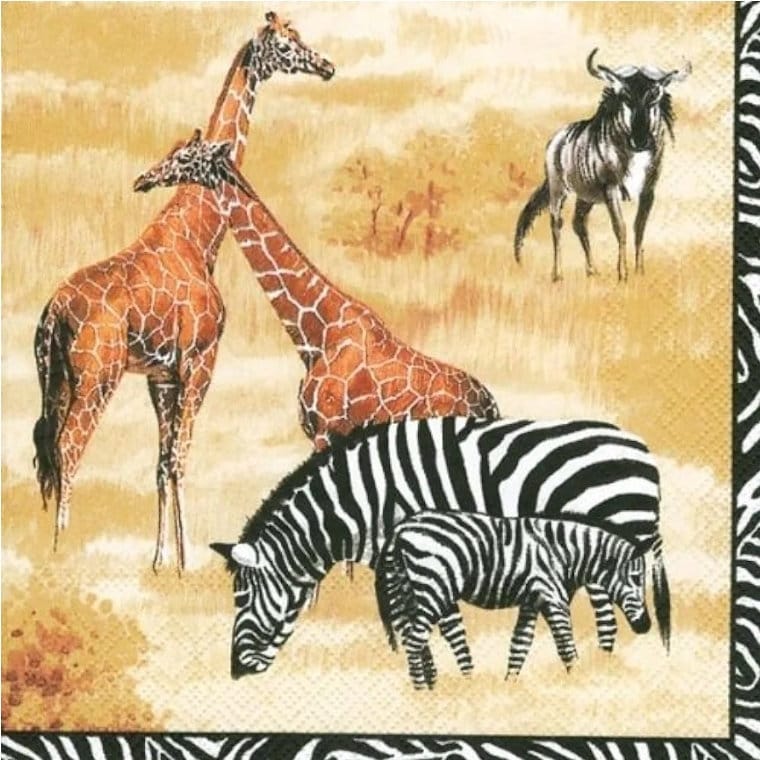 Zebra Giraffe Africa Paper Napkin - Luncheon Size