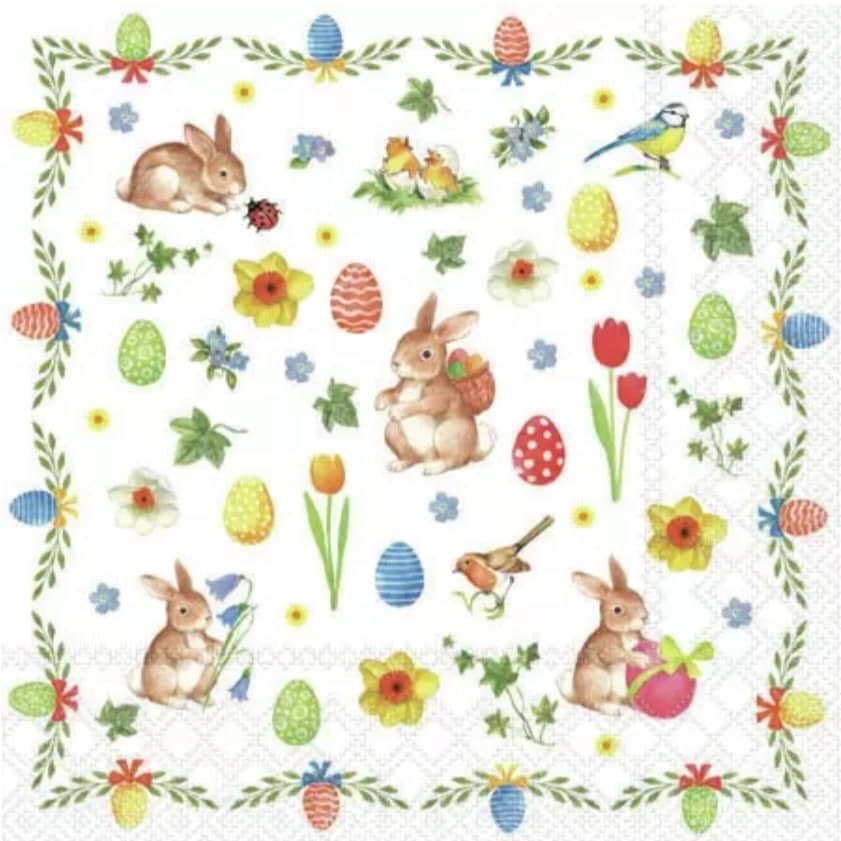 Mini Easter Tullips Paper Napkin - Cocktail Size