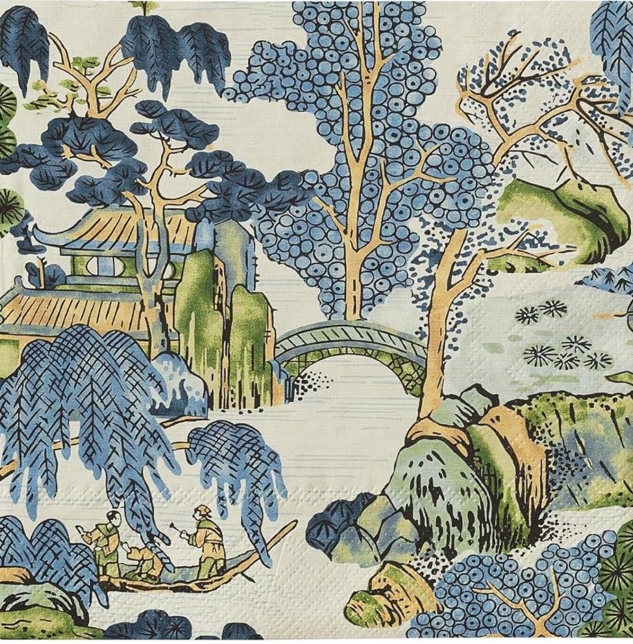 Asian Garden Toile Paper Napkin - Luncheon Size