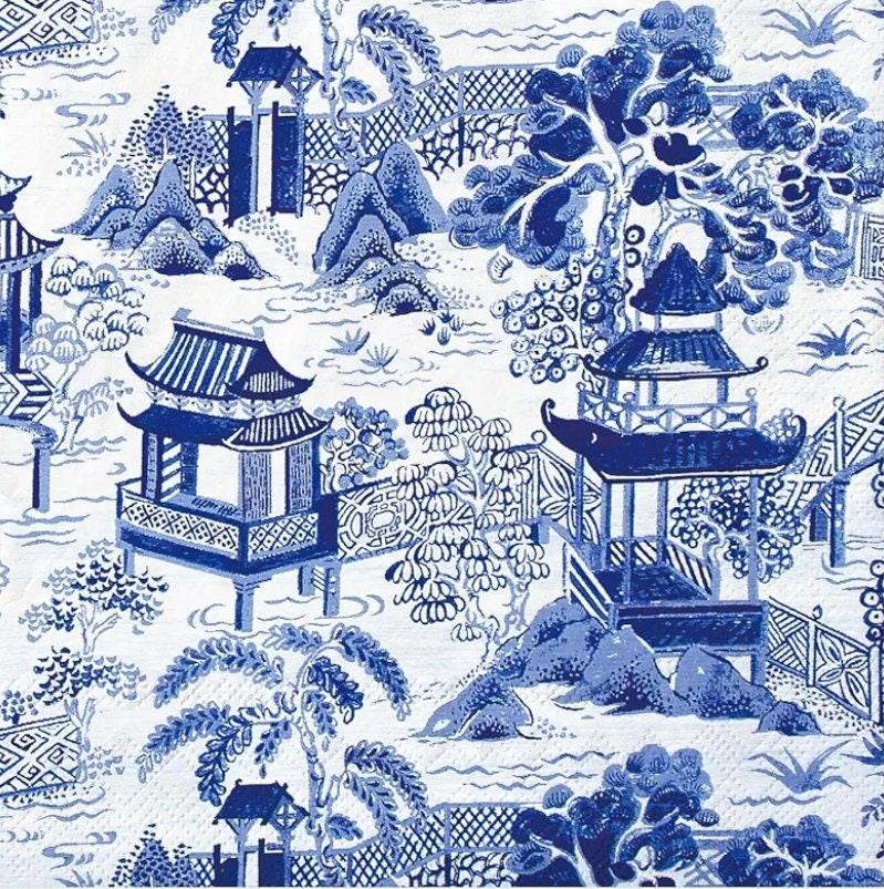 Blue & White Chinoiserie Paper Napkin - Luncheon Size
