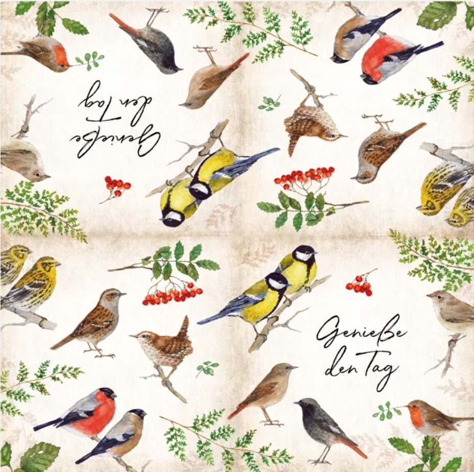 Bird on Branches Paper Napkin - Cocktail Size