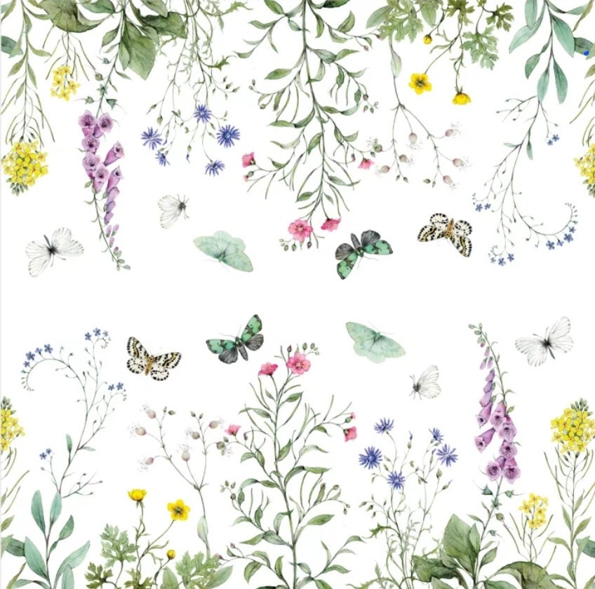 Flower Meadow Butterflies Paper Napkin - Cocktail Size