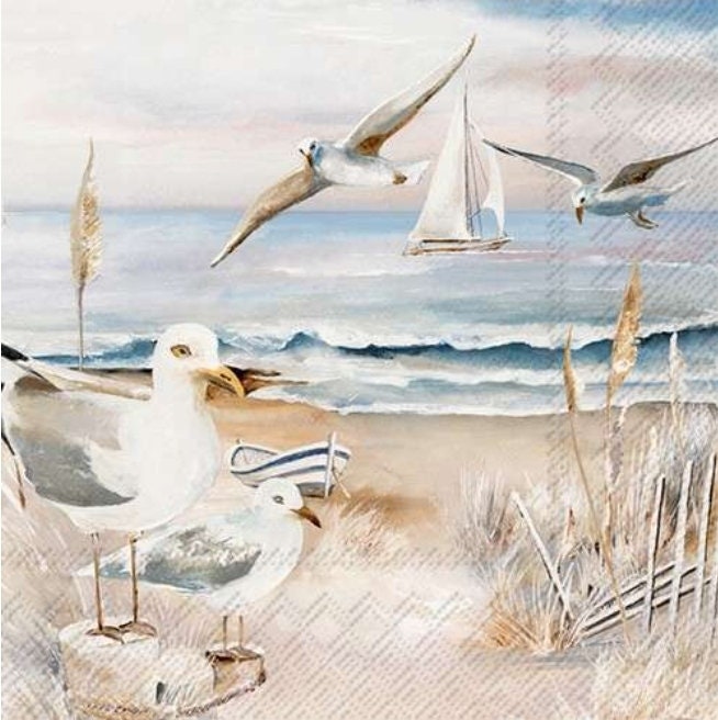 Seagull Ship Beach Paper Napkin - Luncheon Size