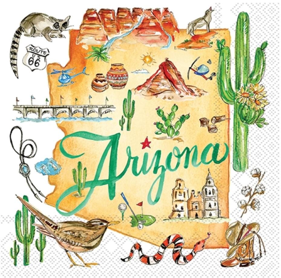 Arizona State Paper Napkin - Cocktail Size