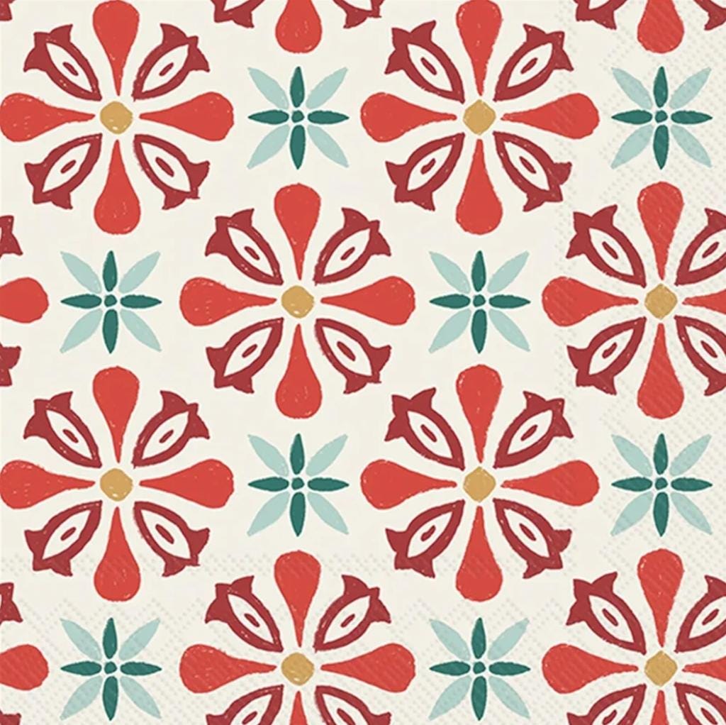 Christmas Snowflakes Stars Geometric Paper Napkin - Luncheon Size